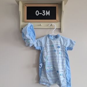 Koala Kids Light Blue and White Whale Romper Set